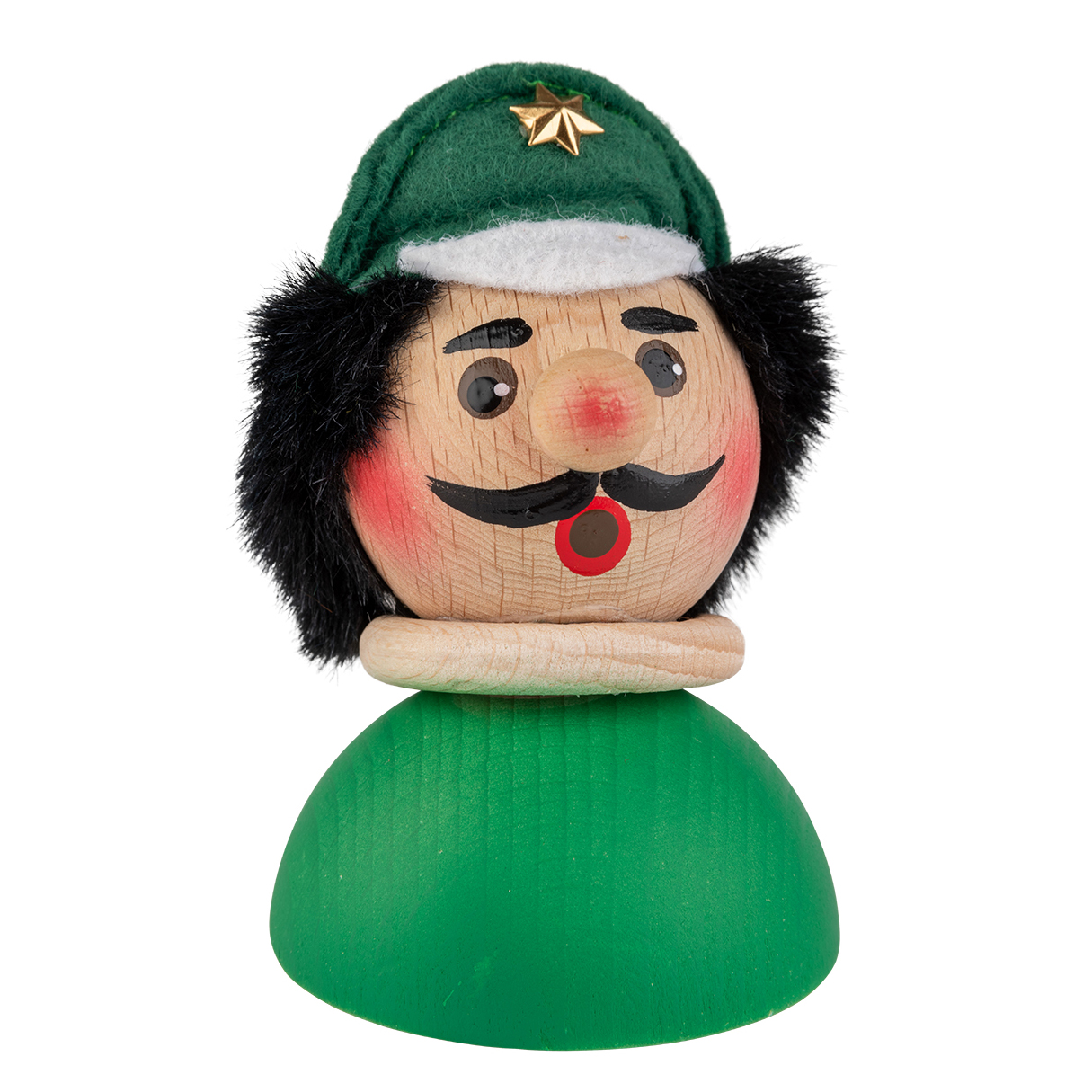 Kersa table puppet figure policeman with a green cap, moustache and a green uniform